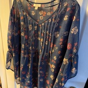 Style & Co. Navy Floral Blouse